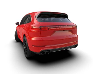 Beyaz arka planda izole edilmiş gerçekçi bir SUV arabası. 3d görüntüleme - illüstrasyon