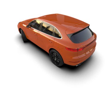 Kırmızı araba beyaz arka planda izole edilmiş. 3d oluşturma.