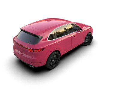 Beyaz arka planı olan pembe araba.