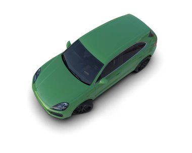 yeşil modern araba - 3D illüstrasyon