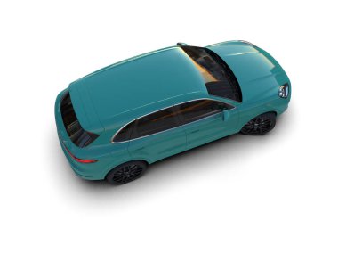 Stüdyo ortamında markalı, genel konsept bir arabanın 3 boyutlu çizimi