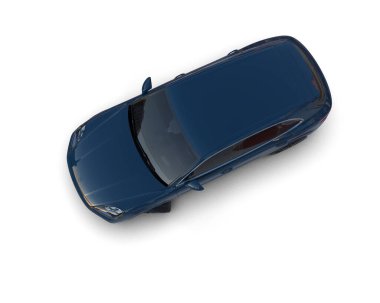 mavi modern araba beyaz arka planda izole edildi