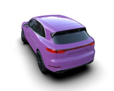 Beyaz arka planda pembe spor jip. 3d oluşturma
