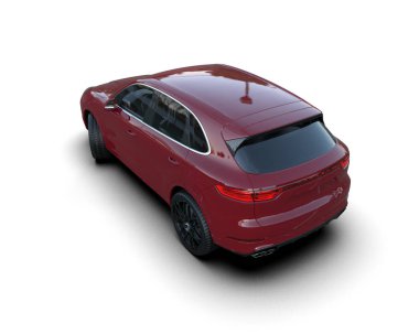 Beyaz arka planda kırmızı cip. 3d illüstrasyon