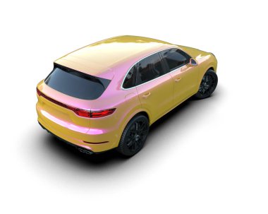 Stüdyo ortamında daha az genel bir konsept arabanın beyaz arka planda 3 boyutlu çizimi