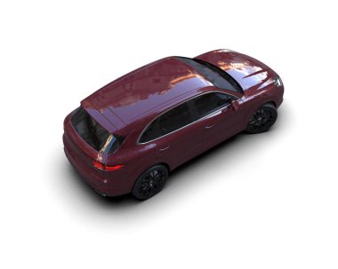 Beyaz arka plan stüdyosundaki lüks bir arabanın 3 boyutlu görüntüsü izole edilmiş.