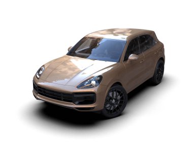 Beyaz arka planda siyah lüks bir araba. 3d oluşturma