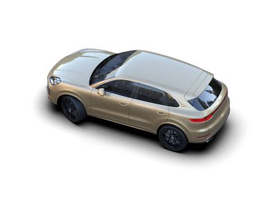 Beyaz arka planda modern şehir arabası. 3d oluşturma.