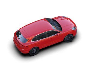 boş yüzeyi olan kırmızı modern araba - arka görünüm