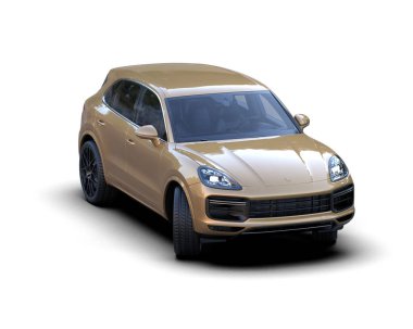 Modern şehir arabası kırpma yolu ile beyaz arka planda izole edildi. 3d oluşturma.