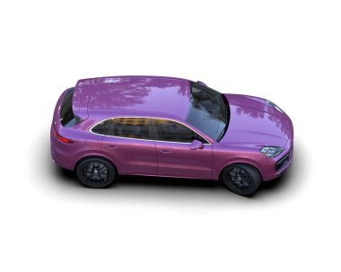 beyaz arkaplanda izole edilmiş modern mor SUv