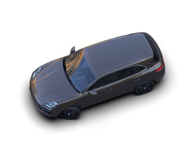 Siyah araba arka planda izole edilmiş. 3d oluşturma