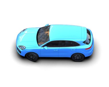 mavi araba kırpma yolu ile beyaz arkaplanda izole.