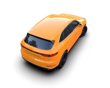 turuncu modern araba beyaz arkada izole edilmiş.