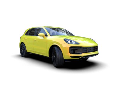 beyaz arkaplandaki modern araba 3 boyutlu görüntüleme