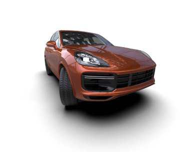 Stüdyo ortamında markasız bir SUV 'un 3 boyutlu çizimi