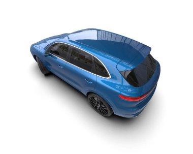 Modern araba arka planda izole edilmiş. 3D oluşturuldu