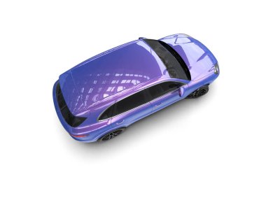 mavi elektrikli araba üst görünümü