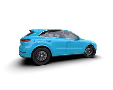 modern mavi araba beyaz üzerine izole.