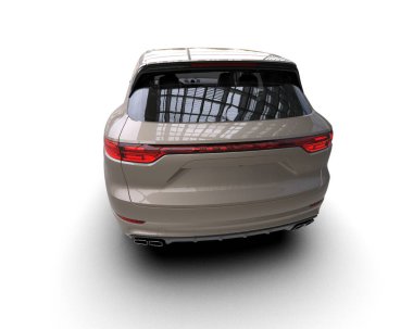 modern araba beyaz arkaplanda izole edildi