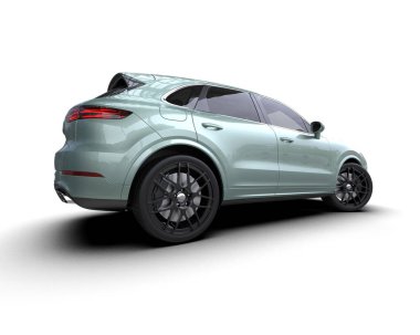 Beyaz arka planda bir araba cipi. 3d illüstrasyon