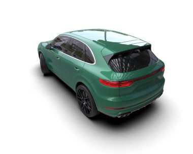 Beyaz arka planda modern lüks bir araba. 3d illüstrasyon.