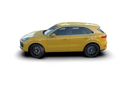 Beyaz arka planda modern bir araba. 3 Boyutlu Hazırlama