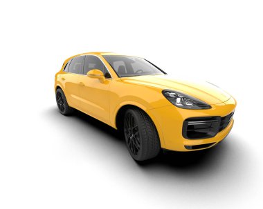 modern araba beyaz arka planda izole edildi. 3 boyutlu çizim - illüstrasyon