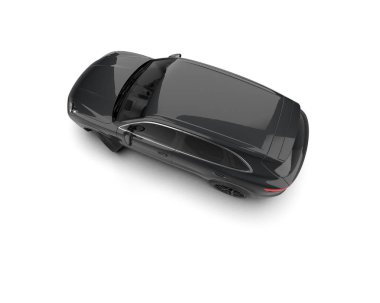 Siyah araba tarafı beyaz arka planda izole edilmiş. 3d oluşturma.