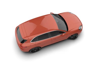 Araba beyaz arka planda izole edilmiş. Arabanın yan görüntüsü. 3 Boyutlu Hazırlama.