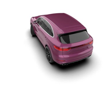 Pembe araba arka planda izole edilmiş. 3D görüntüleme - illüstrasyon