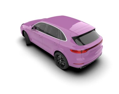 Beyaz arka planda modern bir araba. 3d illüstrasyon.