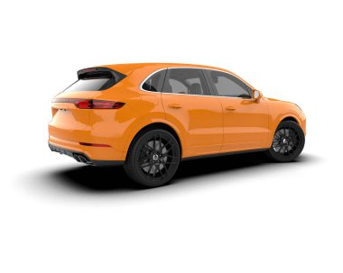 Modern araba arka planda izole edilmiş. 3D görüntüleme - illüstrasyon