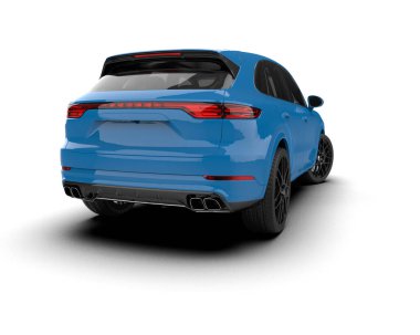 3 boyutlu illüstrasyon. Beyaz arka planda bir araba. 3d oluşturma.