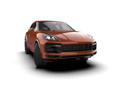 Beyaz arka planda modern bir araba. 3d oluşturma