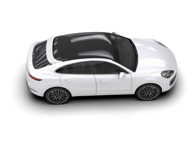 Beyaz arka planda izole edilmiş beyaz lüks spor sedan