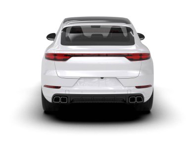 beyaz spor araba - arka plan - beyaz arkaplanda izole - 3 boyutlu resimleme