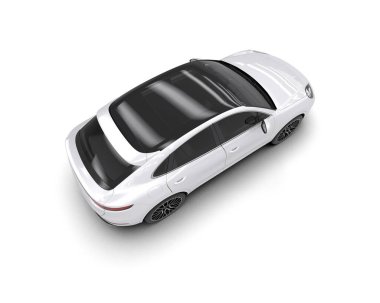 Siyah araba. İzole edilmiş arkaplanda 3d illüstrasyon