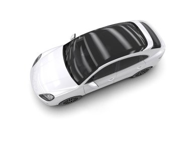 Beyaz arka planda izole edilmiş beyaz lüks spor araba