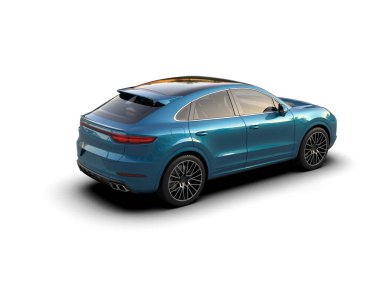 Beyaz arka planda lüks, modern bir araba. 3d oluşturma