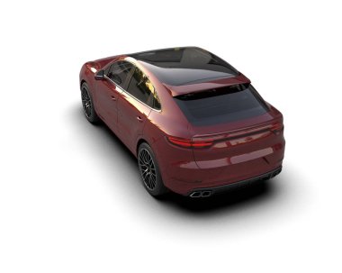 Siyah araba beyaz arkaplanda izole edildi. 3 boyutlu görüntüleme