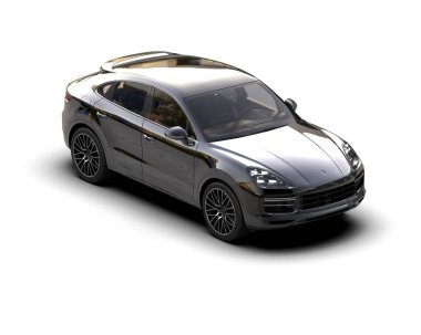 modern siyah araba beyaz arka planda izole edildi - 3 boyutlu görüntüleme