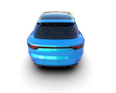 Mavi spor araba. 3d oluşturma