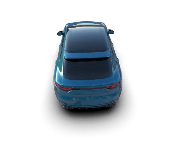 Beyaz arka planda mavi araba 3 boyutlu görüntüleme