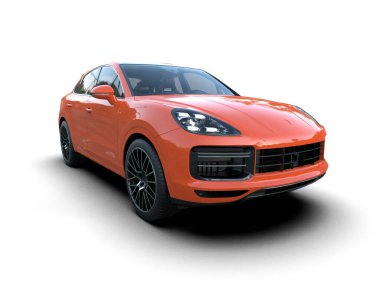 Beyaz arka planda kırmızı modern spor jip. 3d oluşturma