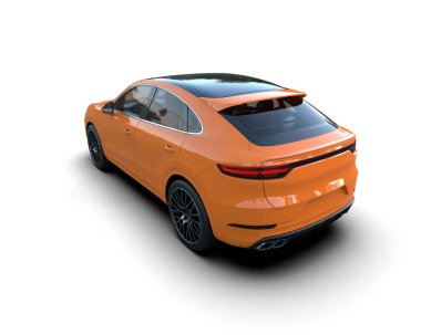 Modern araba arka planda izole edilmiş. 3D görüntüleme - illüstrasyon