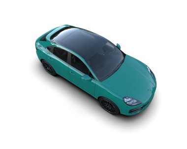 Beyaz arka plan üzerinde izole yeşil modern araba