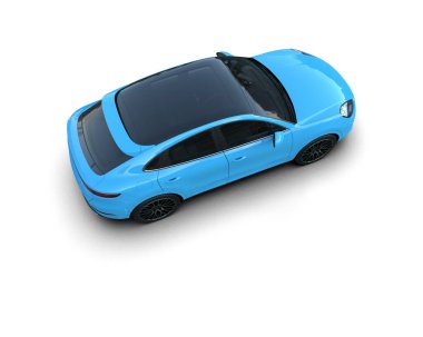 mavi modern araba beyaz üzerine izole edilmiş