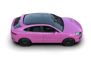 Modern pembe spor sedan. 3d illüstrasyon.