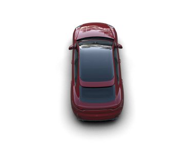 Beyaz arka planda izole edilmiş kırmızı lüks araba 3 boyutlu resimleme